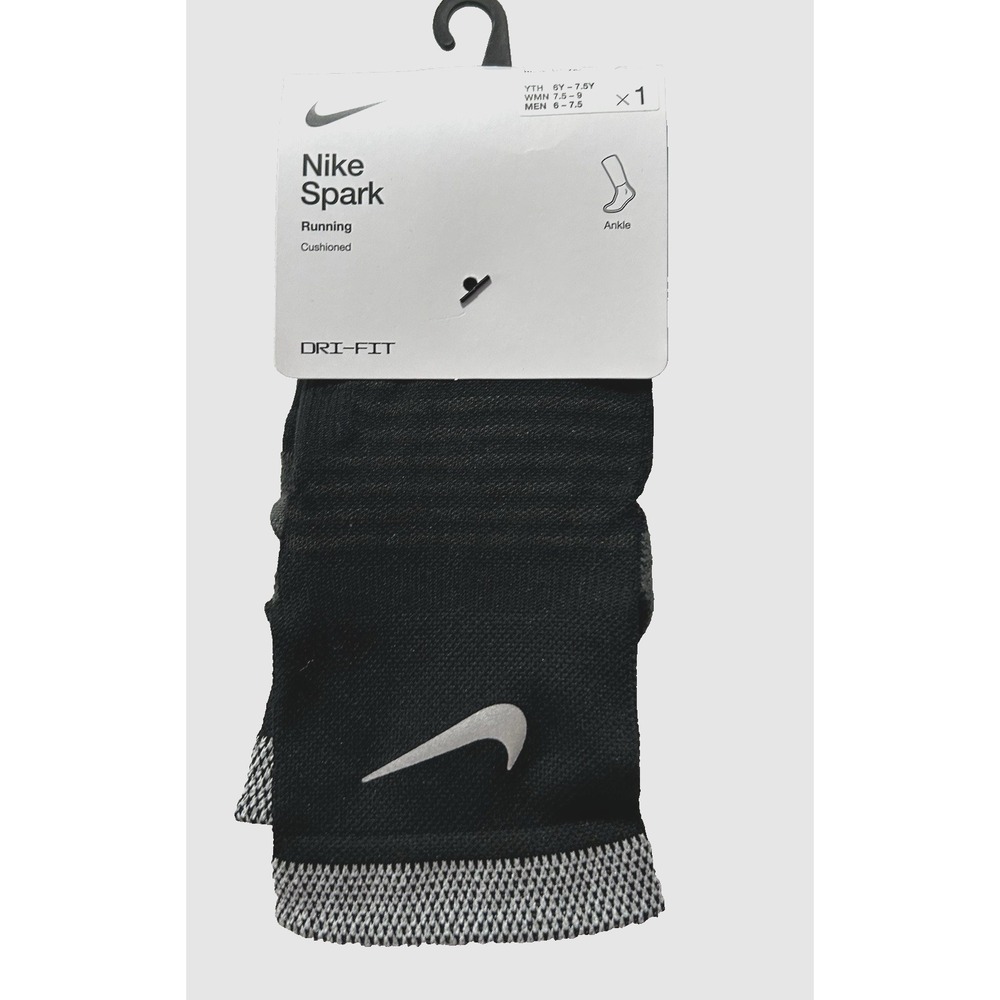 Nike Spark Running Ankle Women's 7.5-9/Men's 6-7.5 Black CU7199-010 Socks (SC)
